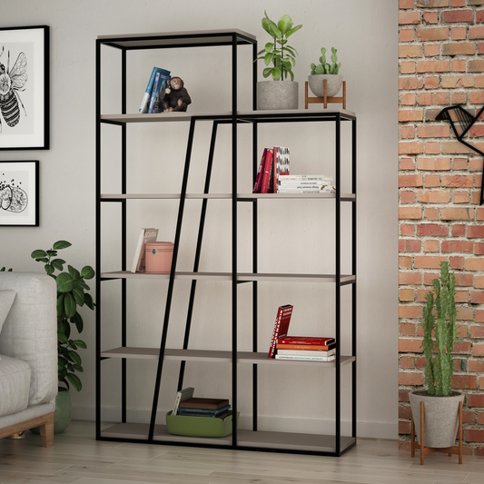Pal Modern Bookcase Display Unit Mocha Grey – 178cm Tall