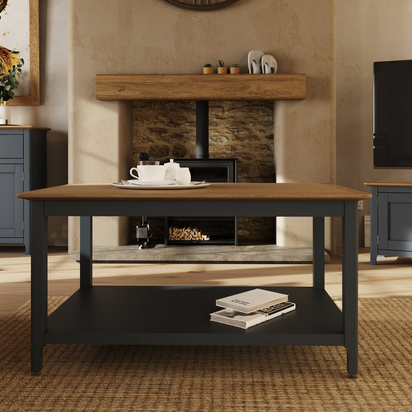 Taberno Oak Coffee Table Graphite Blue – Stylish & Functional
