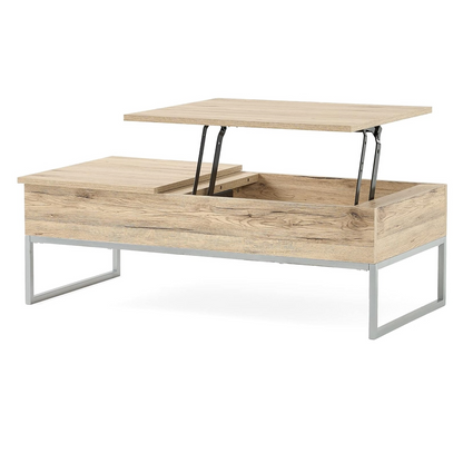 Light Oak Lift Up Storage Coffee Table with 2 Lift Panels