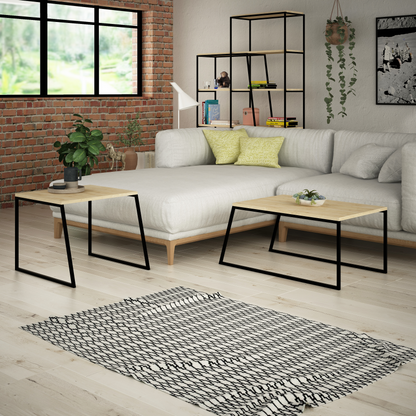 Pal Modern Coffee Table Oak – 2-Piece Set for Living Room