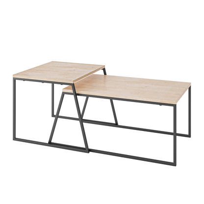 Pal Modern Coffee Table Oak – 2-Piece Set for Living Room