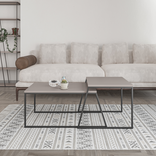 Pal Modern Coffee Table Mocha Grey – 2-Piece Set for Living Room