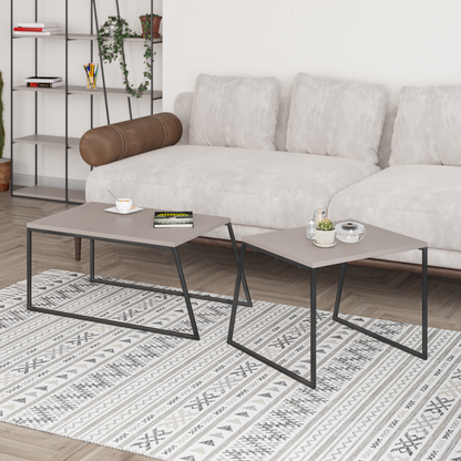 Pal Modern Coffee Table Mocha Grey – 2-Piece Set for Living Room