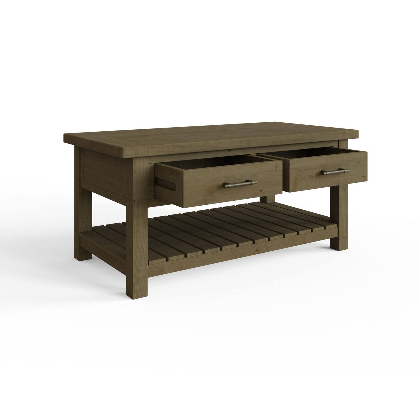 Saltash 2 Drawer Storage Coffee Table – Solid Reclaimed Natural Pine