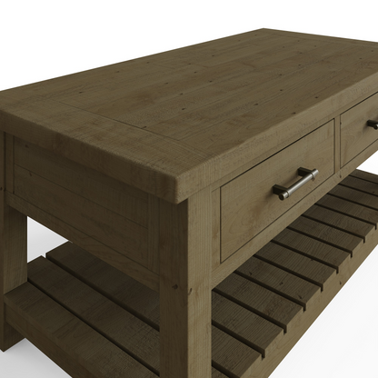 Saltash 2 Drawer Storage Coffee Table – Solid Reclaimed Natural Pine