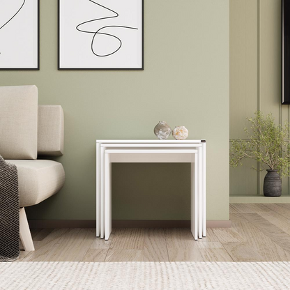 Adore Florida Matt White Nest of 3 Tables – Space-Saving Design