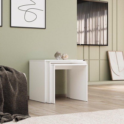 Adore Florida Matt White Nest of 3 Tables – Space-Saving Design
