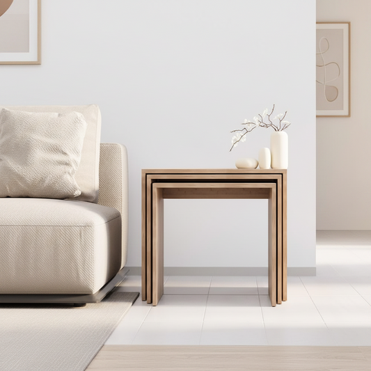 Adore Florida Oak Effect Nest of 3 Tables – Space-Saving Design