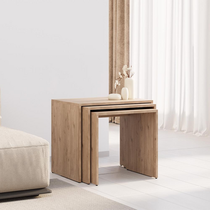 Adore Florida Oak Effect Nest of 3 Tables – Space-Saving Design