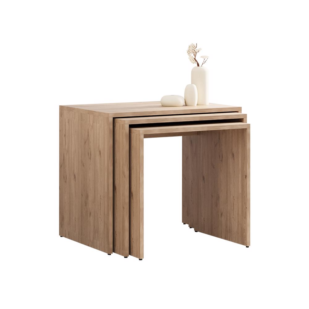 Adore Florida Oak Effect Nest of 3 Tables – Space-Saving Design
