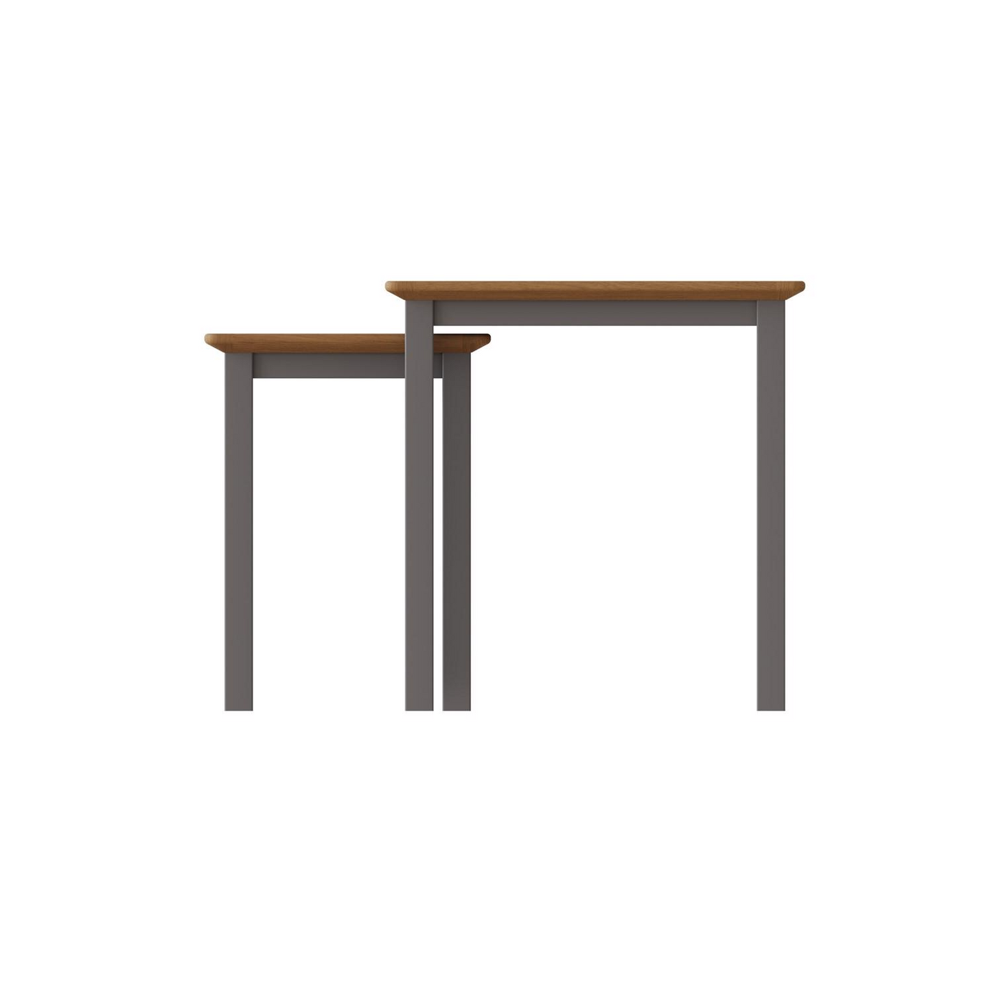 Taberno Oak Nest of 2 Tables – Dove Grey Painted Base