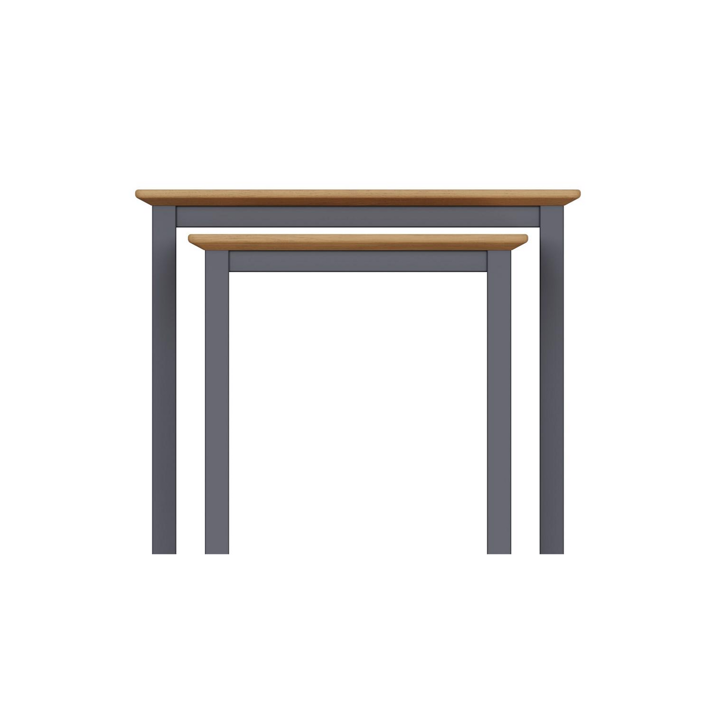 Taberno Oak Nest of 2 Tables – Graphite Blue Painted Base