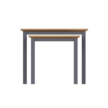 Taberno Oak Nest of 2 Tables – Graphite Blue Painted Base