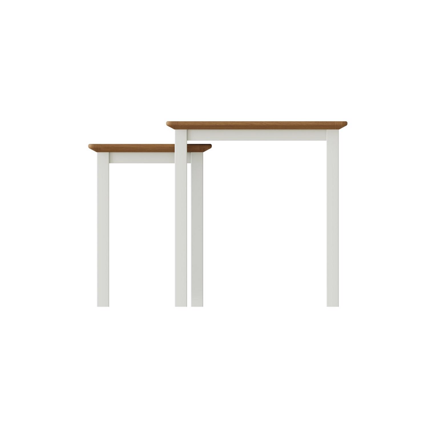 Taberno Oak Nest of 2 Tables – Linen White Painted Base
