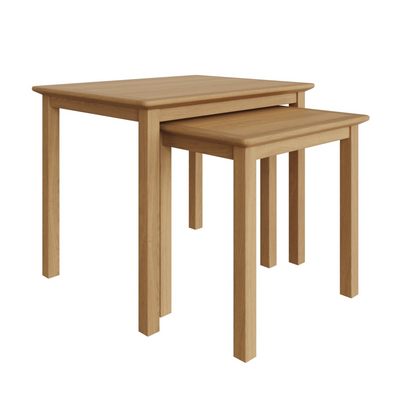 Taberno Oak Nest of 2 Tables – Natural Oak Finish