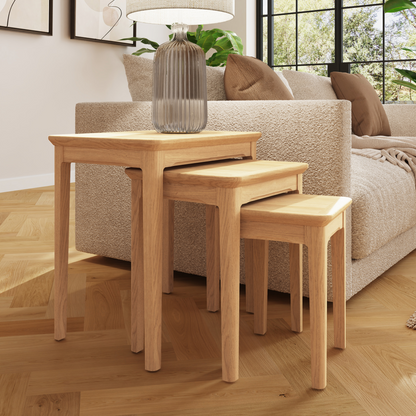 Hudson Ash Nest of 3 Tables – Natural Lacquer Finish