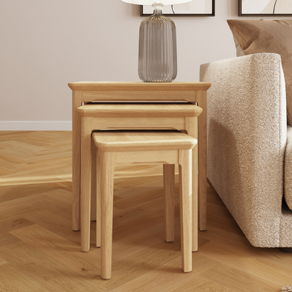 Hudson Ash Nest of 3 Tables – Natural Lacquer Finish