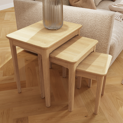 Hudson Ash Nest of 3 Tables – Natural Lacquer Finish
