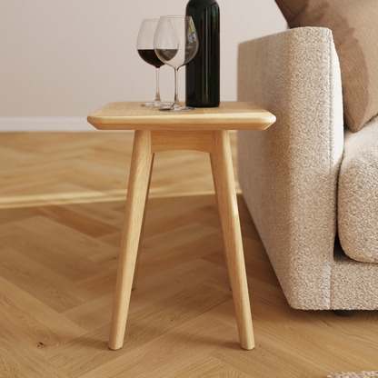 Newark Ash Square Wine Table – Scandi Style with Tapered Legs