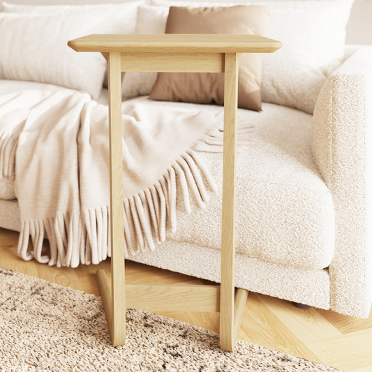 Newark Ash Angled Sofa Tablet Table – Scandi Style with Tapered Legs