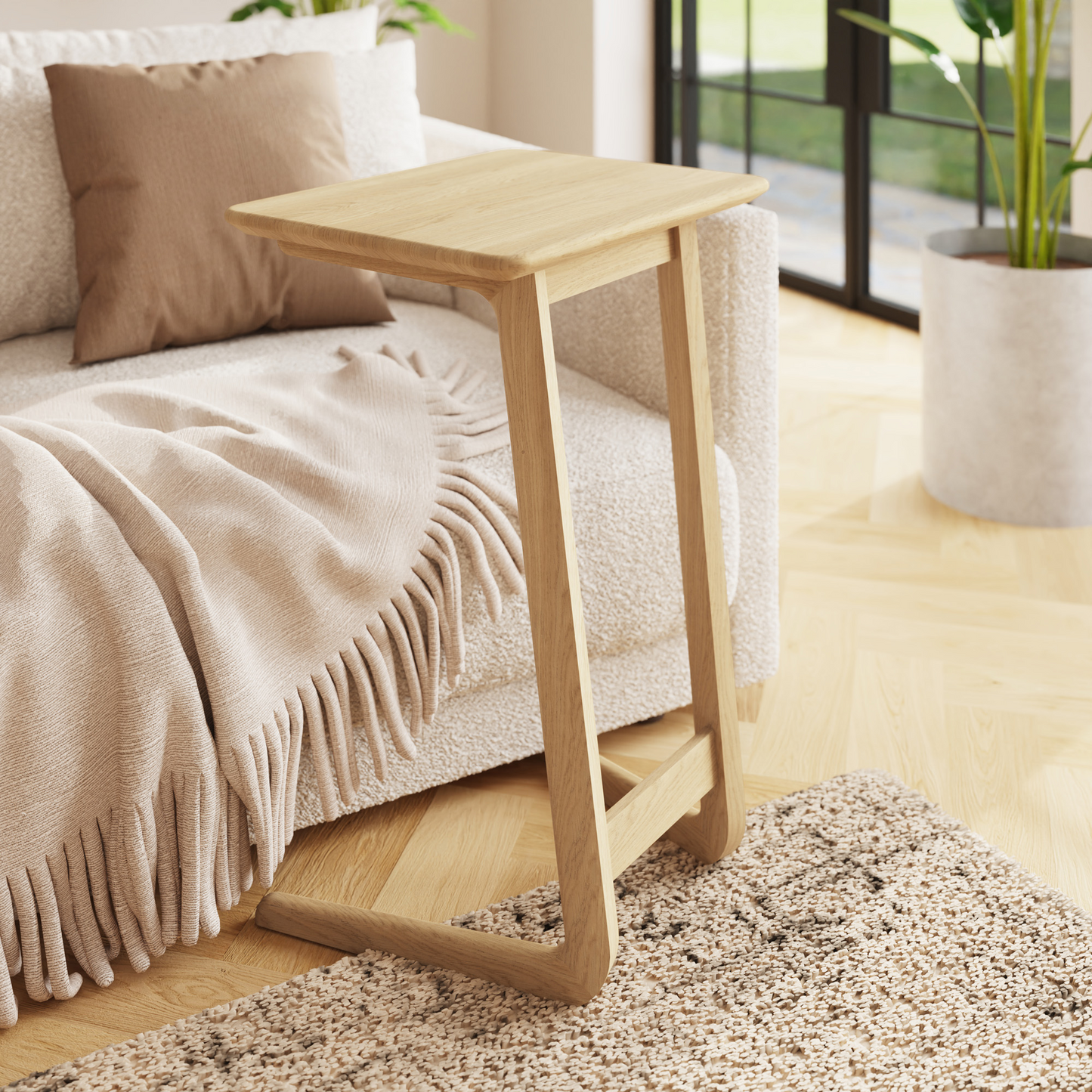 Newark Ash Angled Sofa Tablet Table – Scandi Style with Tapered Legs