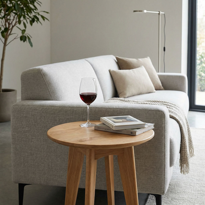 Taberno Oak Round Wine Table – Solid Oak with Natural Lacquer Finish
