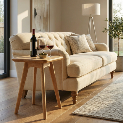 Taberno Oak Square Wine Table – Solid Oak with Natural Lacquer Finish
