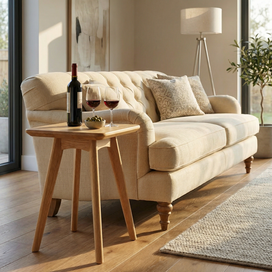 Taberno Oak Square Wine Table – Solid Oak with Natural Lacquer Finish