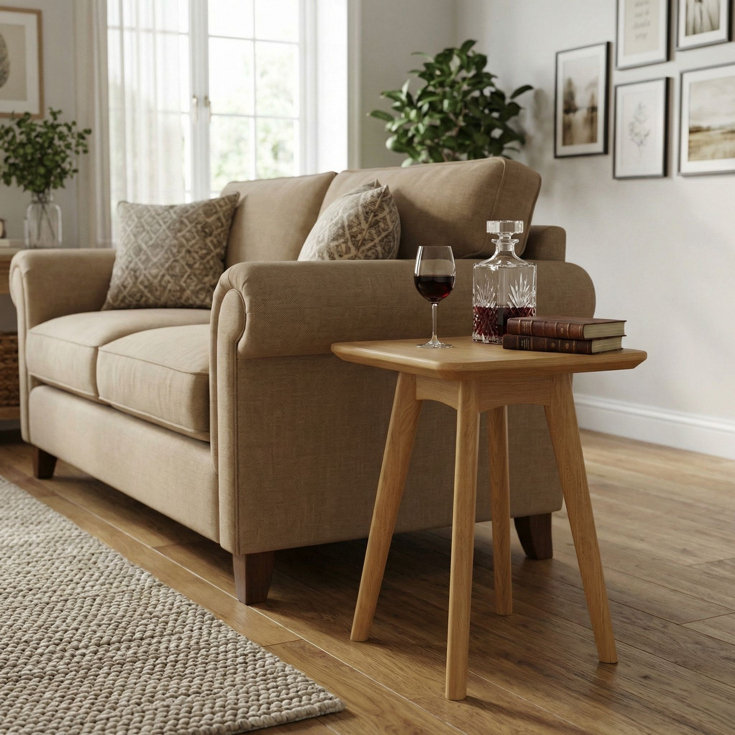 Taberno Oak Square Wine Table – Solid Oak with Natural Lacquer Finish