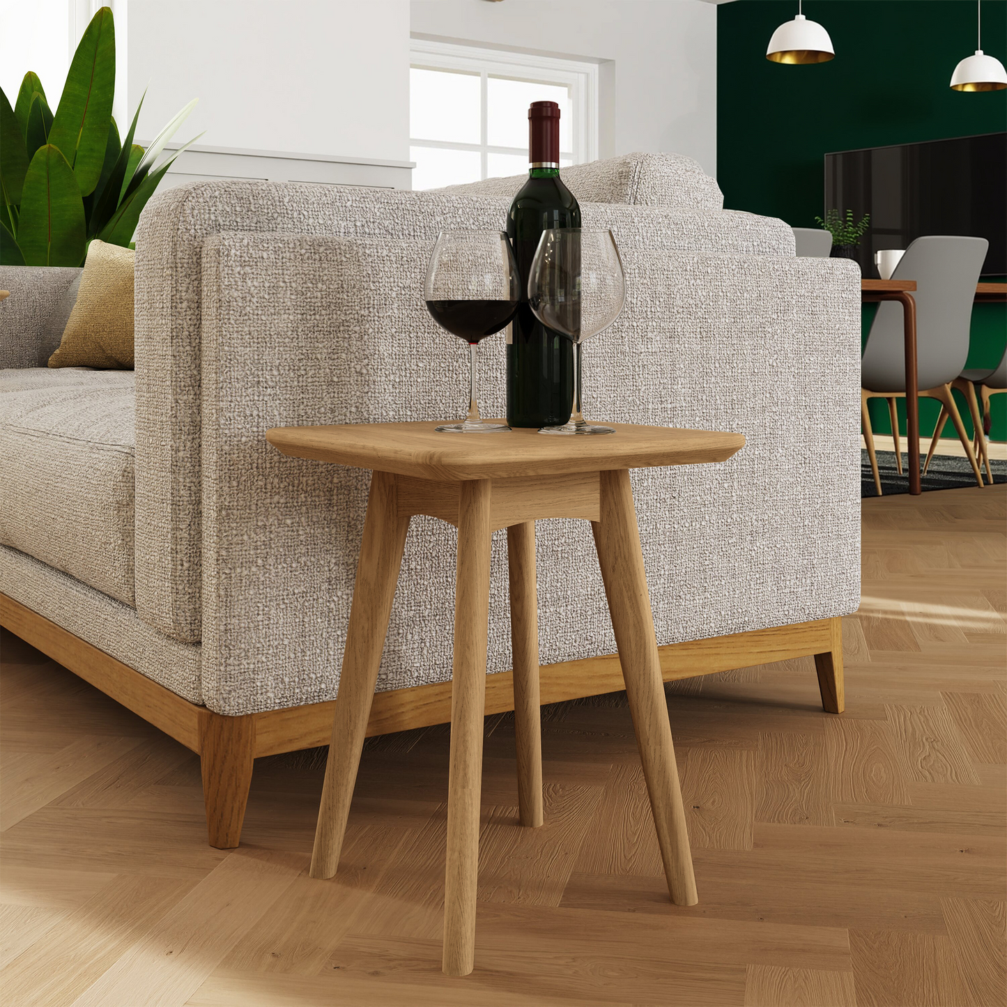 Taberno Oak Square Wine Table – Solid Oak with Natural Lacquer Finish