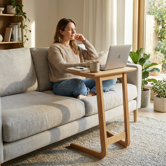 Taberno Oak Sofa Laptop Table – Solid Oak with Natural Lacquer Finish