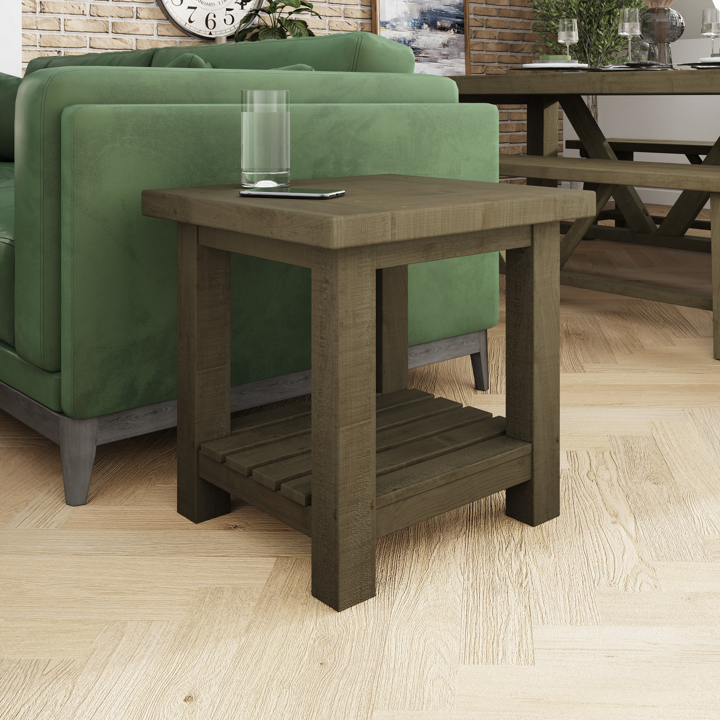 Saltash Lamp Side Table – Solid Reclaimed Natural Pine, Rustic Finish