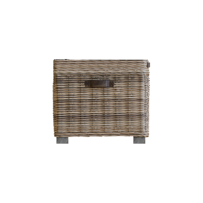 Maya Handmade Kubu Rattan Storage Side Table Limewash – Eco-Friendly & Stylish