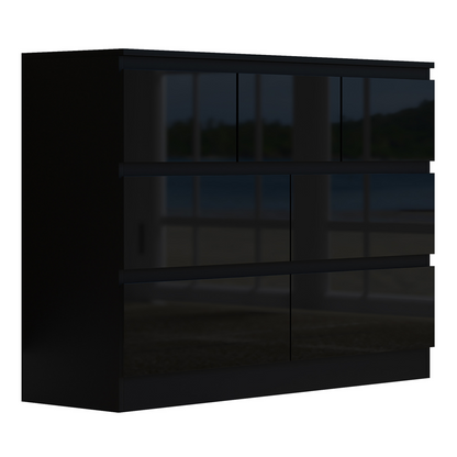 FWStyle Stora 7 Drawer Chest of Drawers – Black Gloss Front