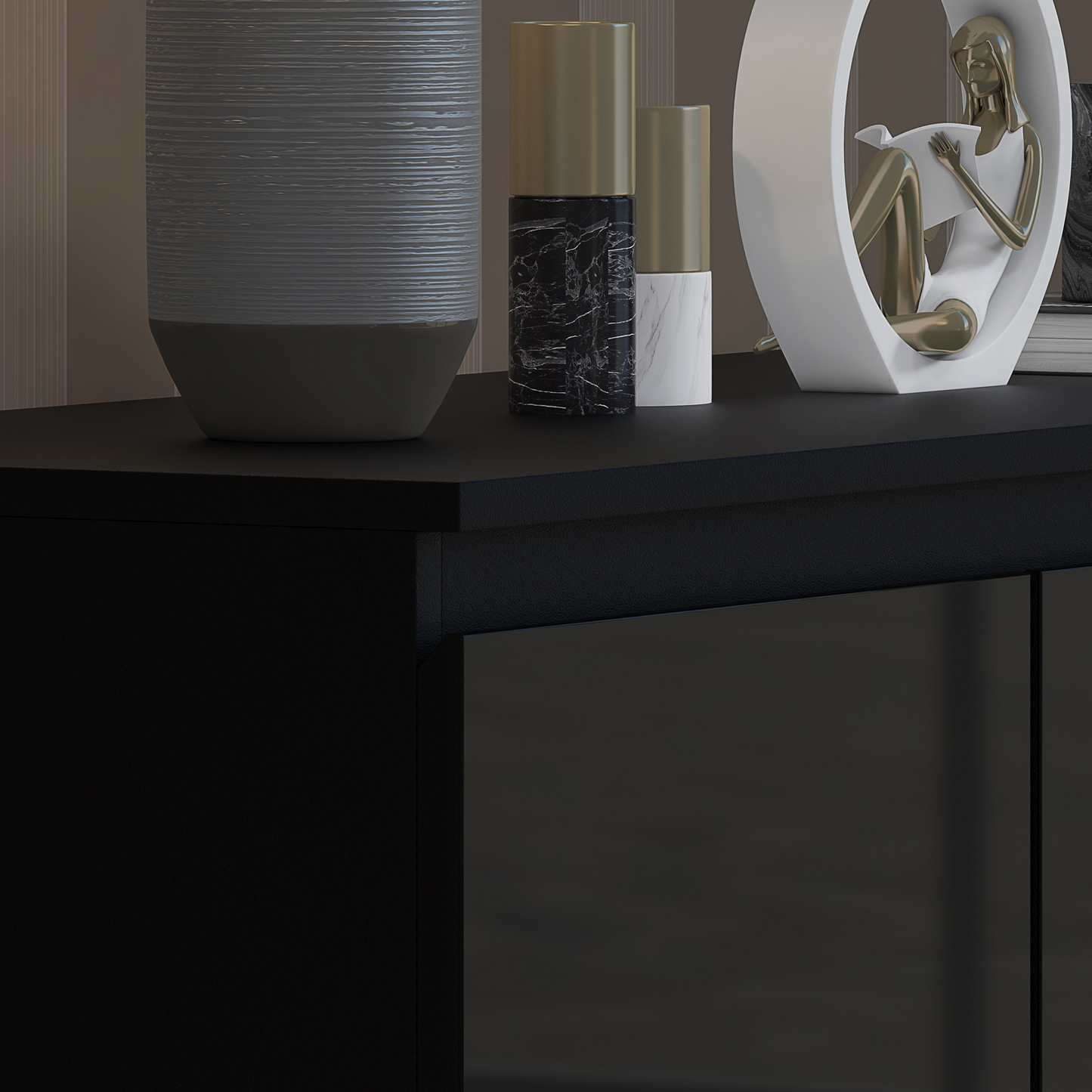 FWStyle Stora 7 Drawer Chest of Drawers – Black Gloss Front