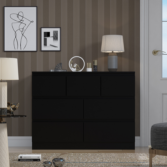 FWStyle Stora 7 Drawer Chest of Drawers – Matt Black