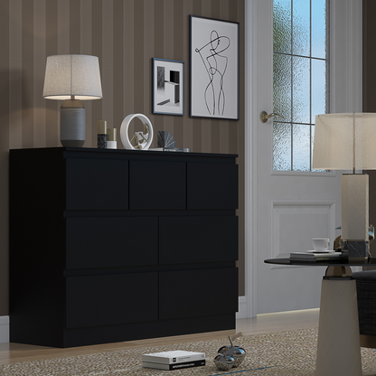 FWStyle Stora 7 Drawer Chest of Drawers – Matt Black