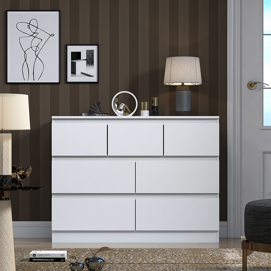 FWStyle Stora 7 Drawer Chest – Matt White Storage Cabinet