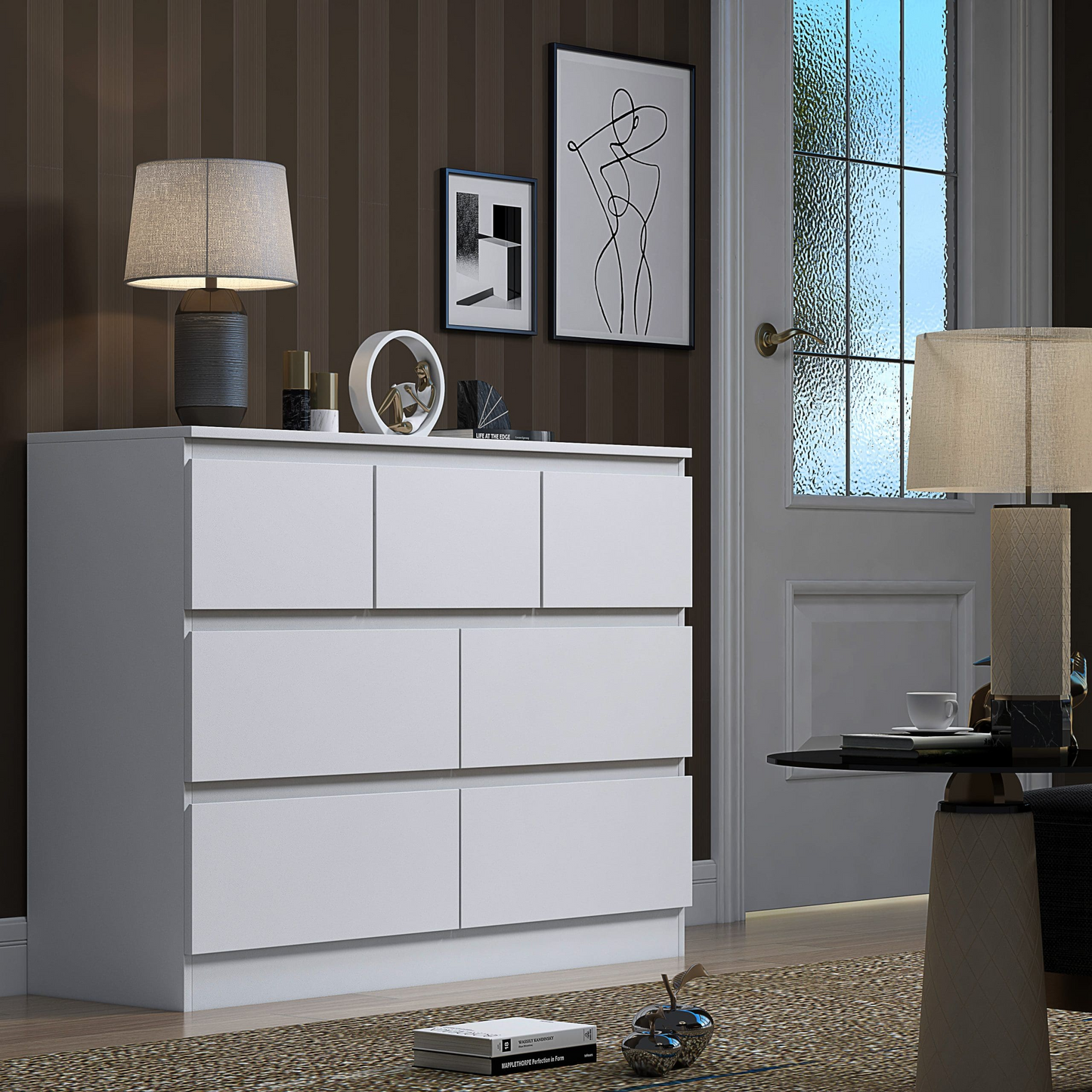 FWStyle Stora 7 Drawer Chest – Matt White Storage Cabinet