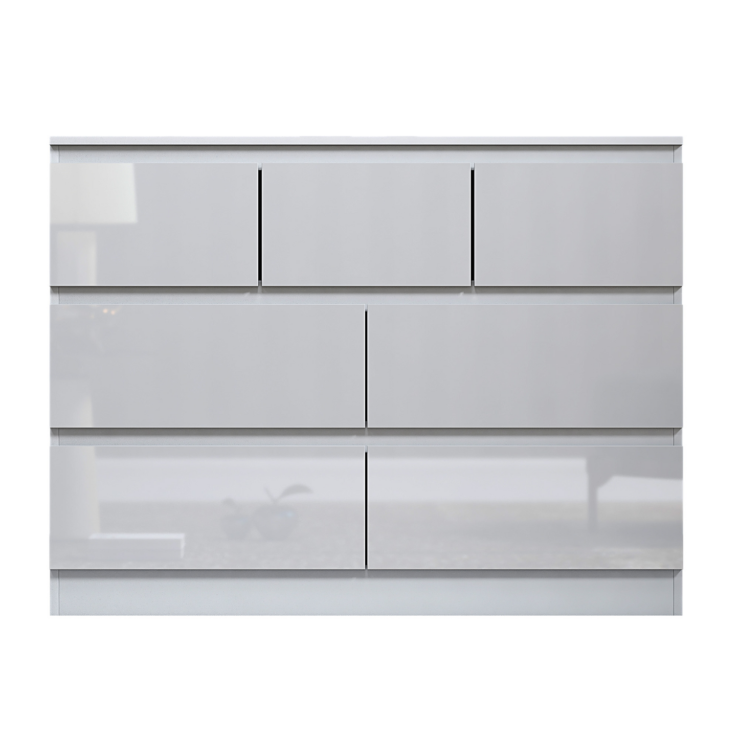 FWStyle Stora 7 Drawer Chest – White Gloss Front Storage Cabinet