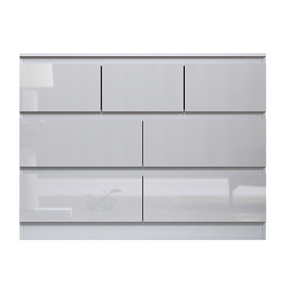 FWStyle Stora 7 Drawer Chest – White Gloss Front Storage Cabinet