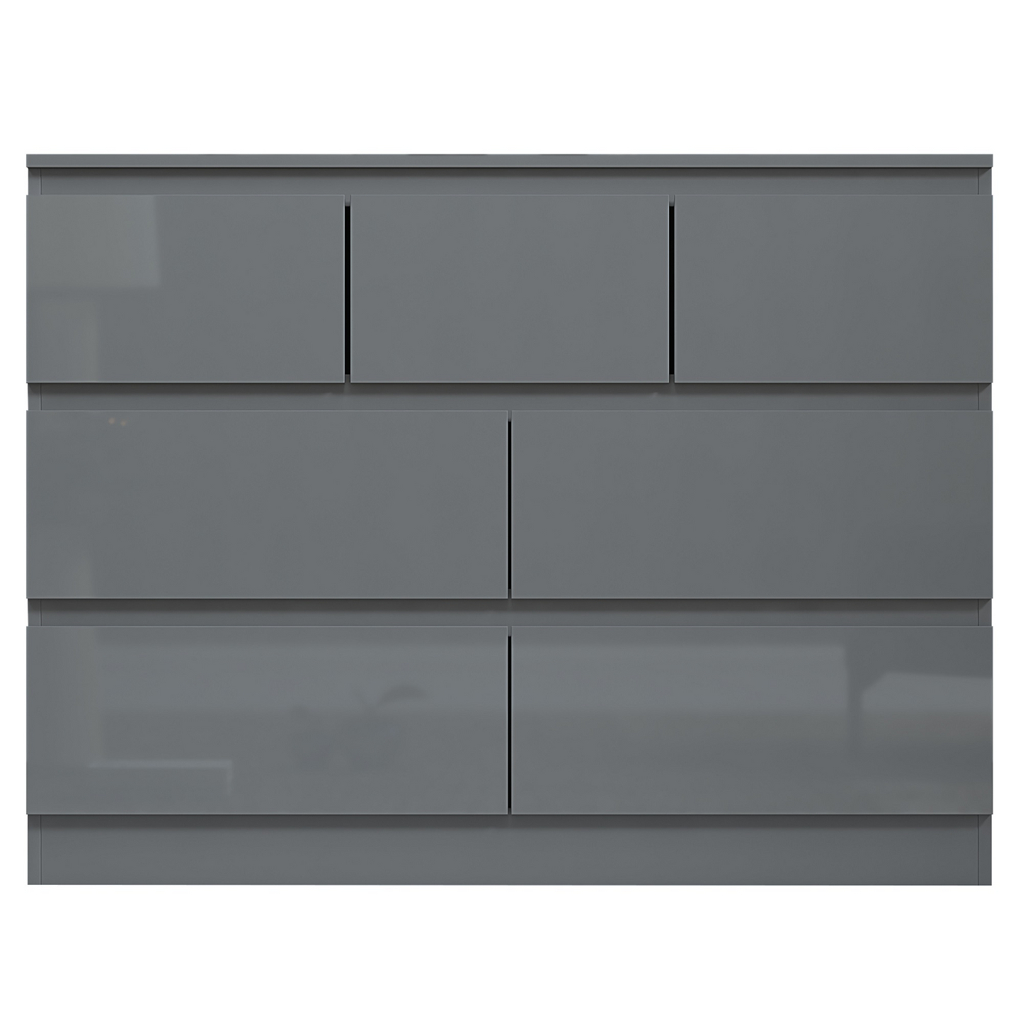 FWStyle Stora 7 Drawer Chest – Grey Gloss Front Storage Cabinet