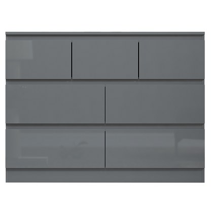 FWStyle Stora 7 Drawer Chest – Grey Gloss Front Storage Cabinet