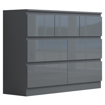 FWStyle Stora 7 Drawer Chest – Grey Gloss Front Storage Cabinet