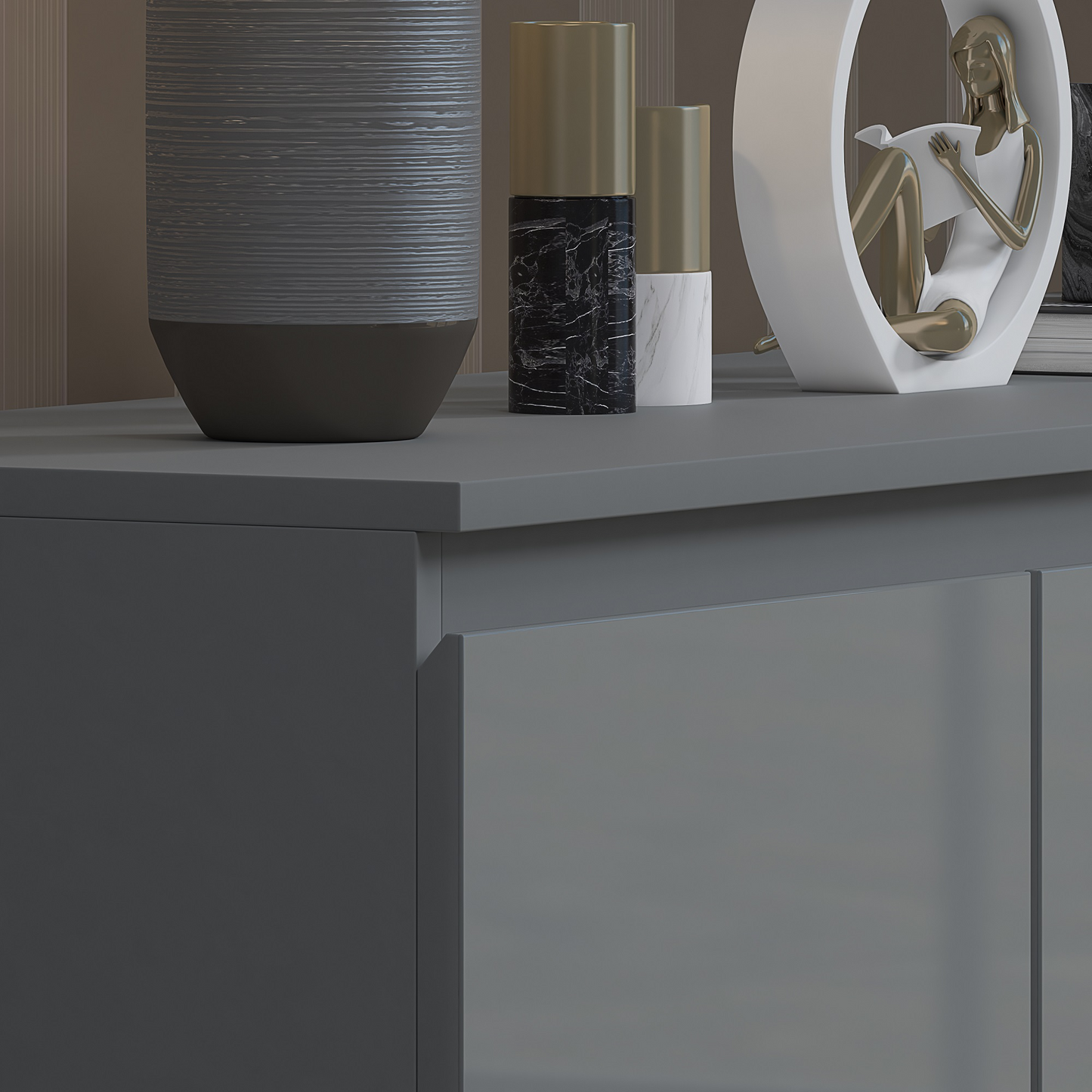 FWStyle Stora 7 Drawer Chest – Grey Gloss Front Storage Cabinet