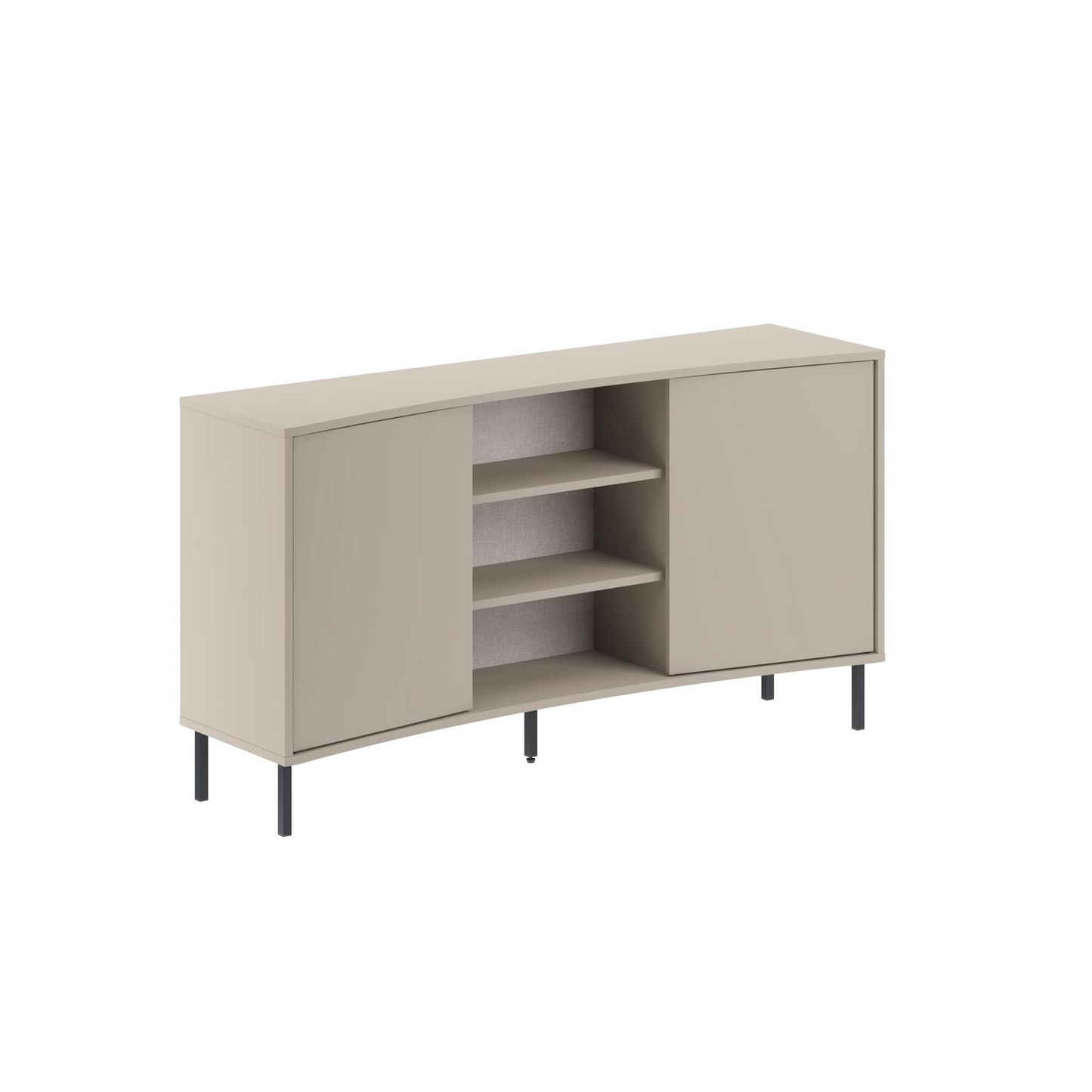 Frem 2 Door Curved Sideboard – Sandstone with Black Metal Legs