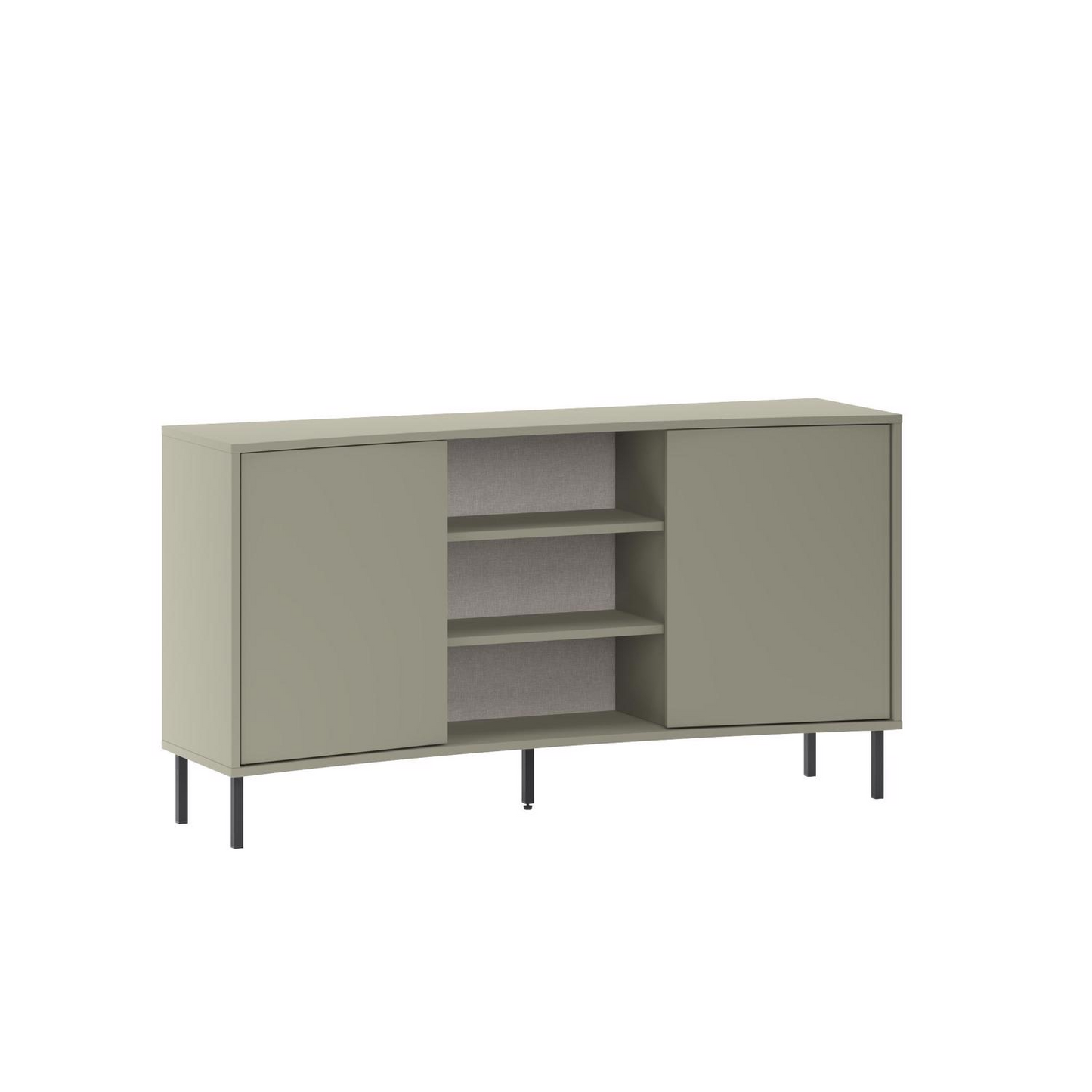 Frem 2 Door Curved Sideboard – Ash Green with Black Metal Legs