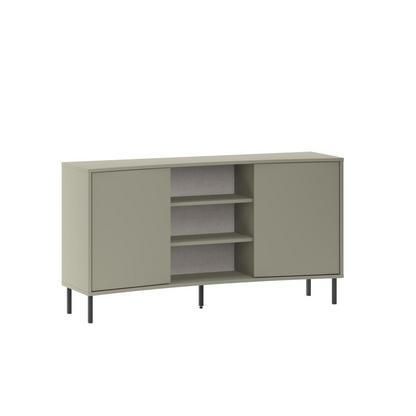 Frem 2 Door Curved Sideboard – Ash Green with Black Metal Legs
