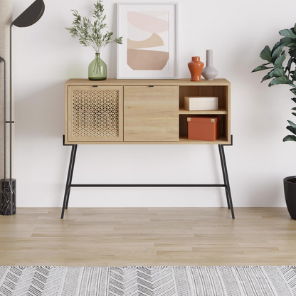 Naive 2 Door 1 Shelf Sideboard – Sapphire Oak with Black Metal Frame