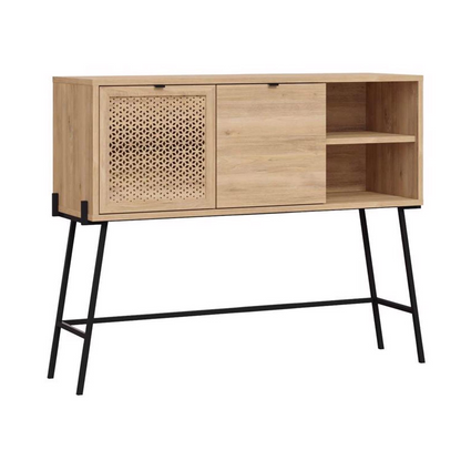 Naive 2 Door 1 Shelf Sideboard – Sapphire Oak with Black Metal Frame